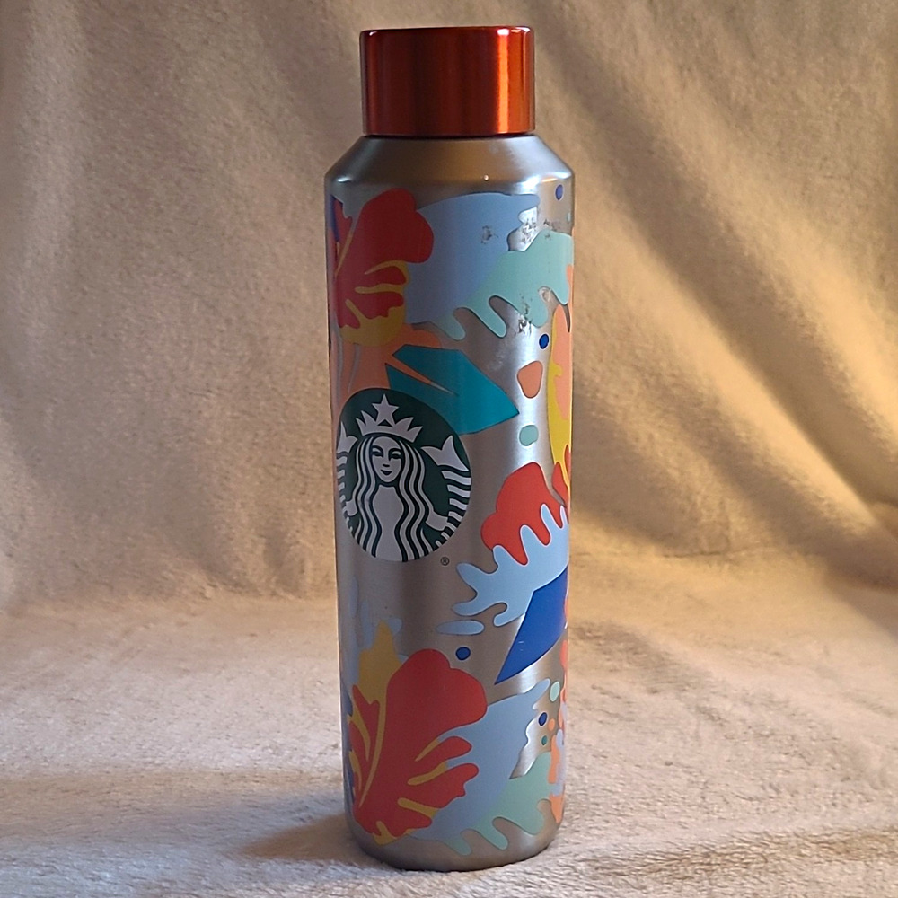 Starbucks 2020 Summer Tropical Leaves Stainless Steel H2O Bottle 20oz Copper Lid